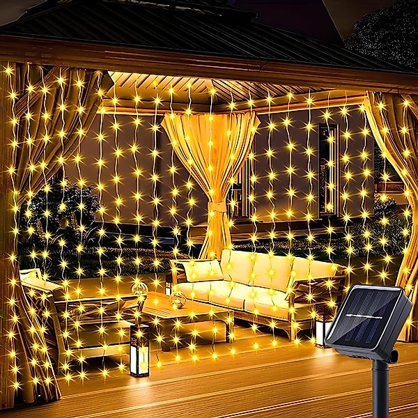 HS.SUPPLY LED-Lichtervorhang Solar Lichterkette mit USB günstig online kaufen