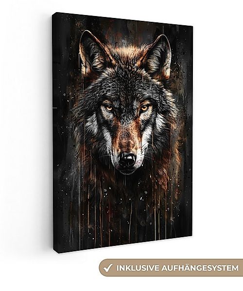 OneMillionCanvasses® Leinwandbild Tiere - Wolf - Porträt - Schwarz - Braun, günstig online kaufen
