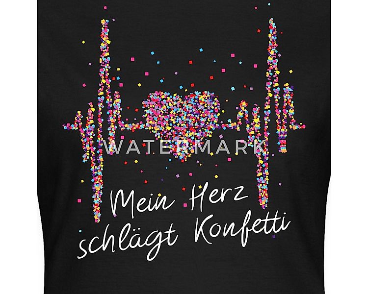 Spreadshirt T-Shirt Herzschlag Karneval Mein Herz Schlägt Konfetti Spruch F günstig online kaufen