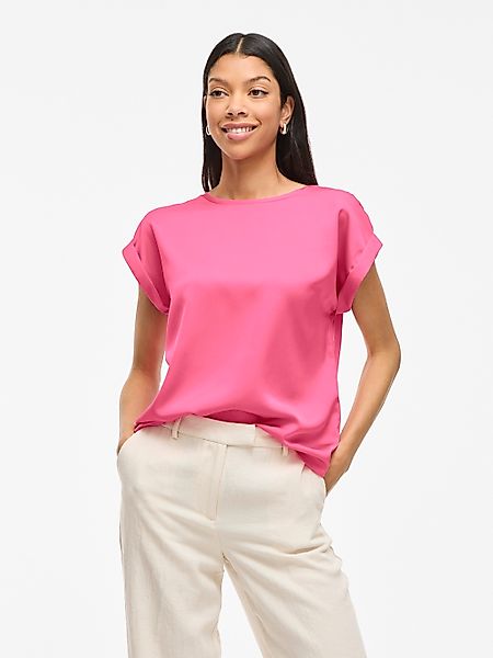 Vila Kurzarmshirt "VIELLETTE S/S SATIN TOP - NOOS", Satin Optik günstig online kaufen