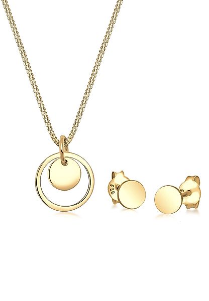 Elli Schmuckset Rund Plättchen Kette Ohrstecker günstig online kaufen