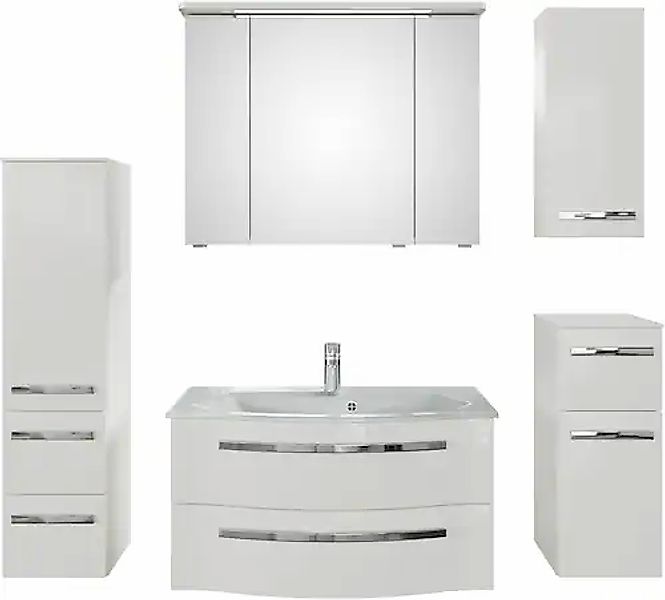 Saphir Badmöbel-Set »Serie 4005, vormontiert, Glaswaschbecken, Spiegelschra günstig online kaufen