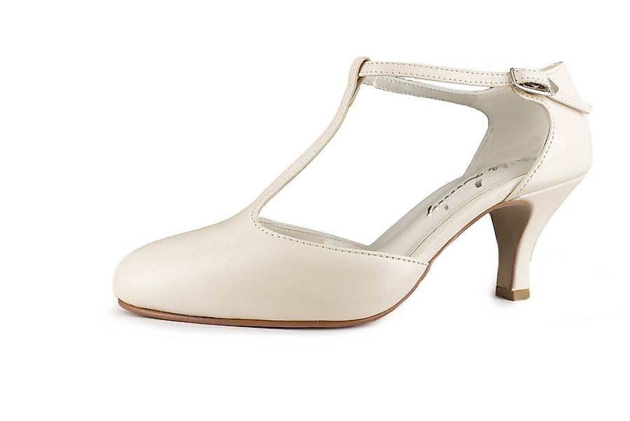 White Lady 851 offwhite Leder Brautschuhe mit T-Steg T-Strap Pumps günstig online kaufen
