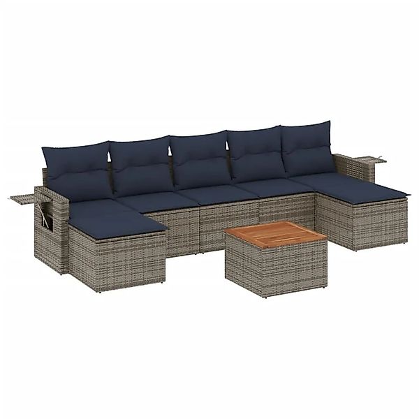 vidaXL 8-Tlg Gartensofa-Set mit Kissen Grau Polyrattan 3224696 günstig online kaufen