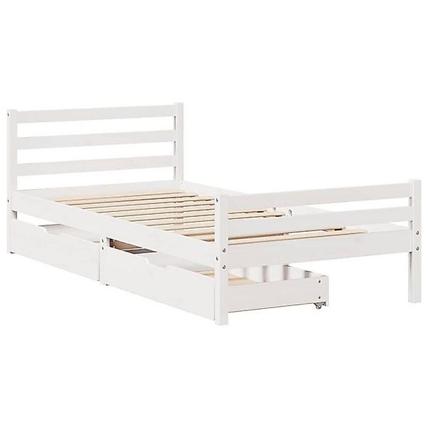 vidaXL Bett Massivholzbett ohne Matratze Weiß 90x200 cm Kiefernholz günstig online kaufen