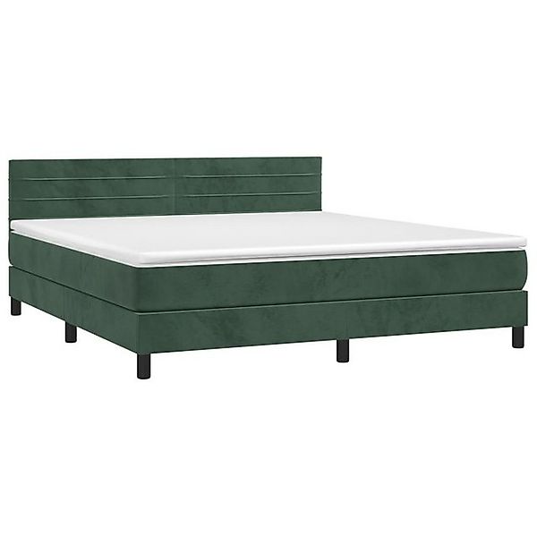 vidaXL Bett Boxspringbett mit Matratze & LED Dunkelgrün 160x200 cm Samt günstig online kaufen