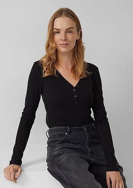 s.Oliver Langarmshirt T-Shirt Geripptes Longsleeve mit Henleyausschnitt günstig online kaufen