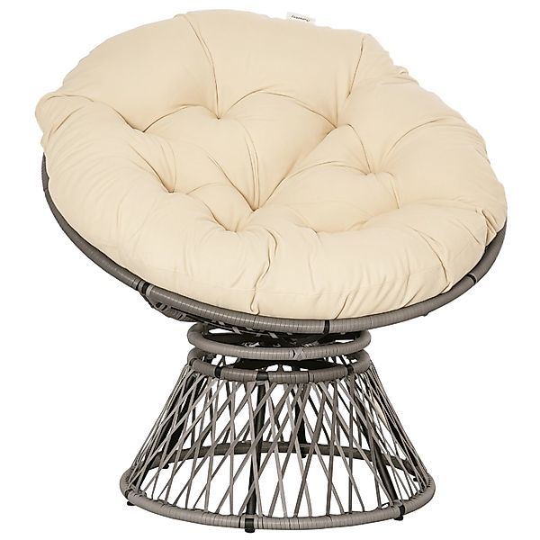 Outsunny Papasansessel Polyester  PE-Rattan B87 x T97 x H90 cm Beige günstig online kaufen