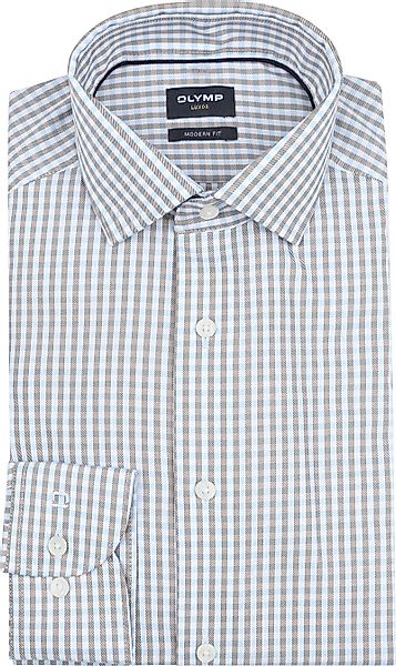 OLYMP Luxor Hemd Checks Beige Blau - Größe 41 günstig online kaufen