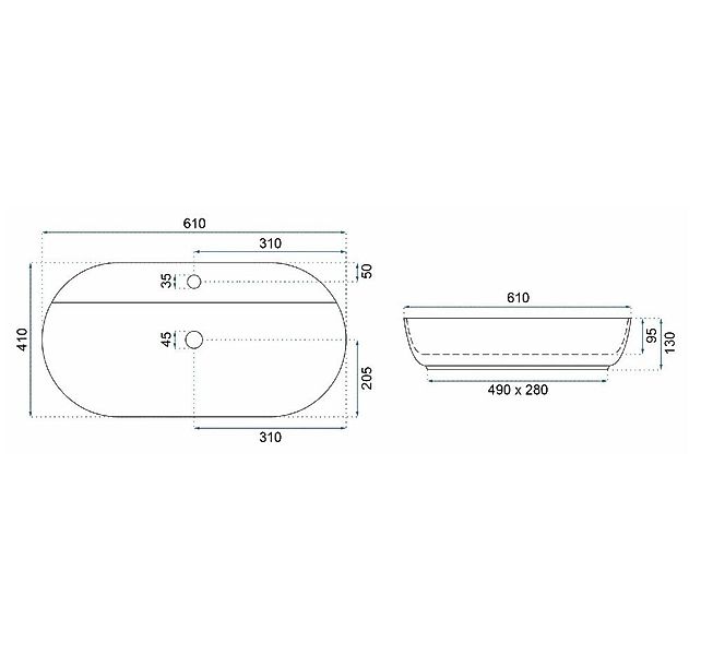 wohnwerk.idee Aufsatzwaschbecken Design-Waschbecken oval, Keramik, mit günstig online kaufen