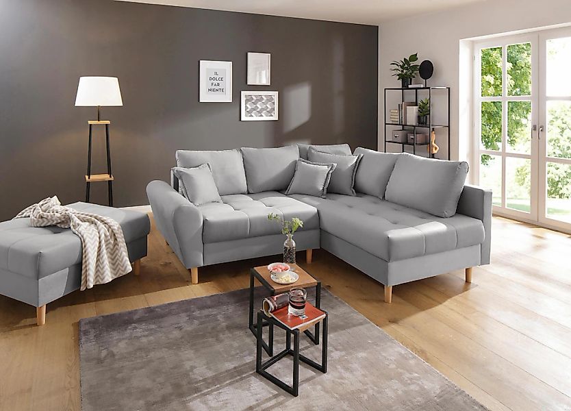 Home affaire Ecksofa Rice, mit Hocker und Zier-/Rückenkissen günstig online kaufen
