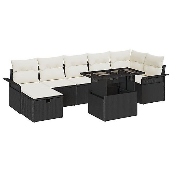 vidaXL Loungesofa 8-teiliges Garten Sofa Set mit Kissen Schwarz Poly-Rattan günstig online kaufen