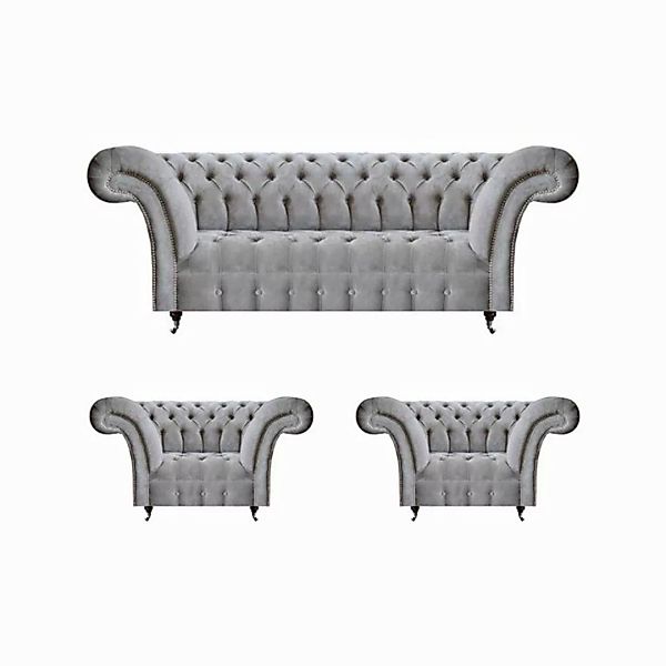 JVmoebel Chesterfield-Sofa Sofagarnitur 3tlg 2x Sessel Polstermöbel Dreisit günstig online kaufen