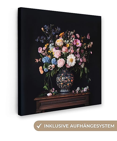 OneMillionCanvasses® Leinwandbild Blumenvase - Holz - günstig online kaufen