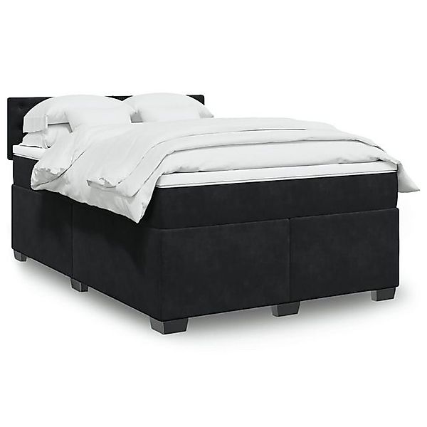 vidaXL Boxspringbett, Boxspringbett mit Matratze Schwarz 140x190 cm Samt günstig online kaufen