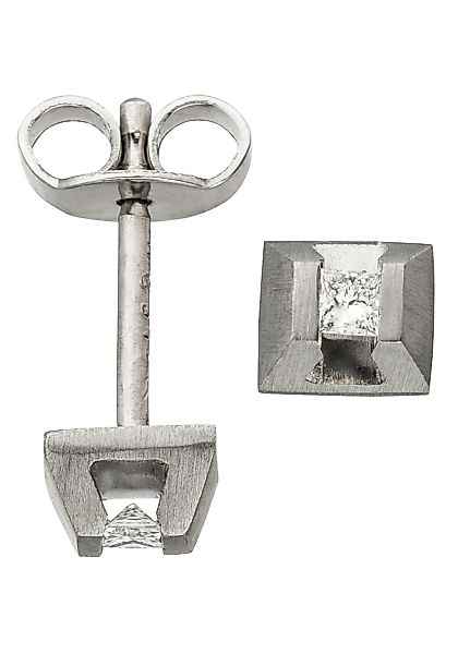 JOBO Paar Ohrstecker "Eckige Ohrringe mit Diamanten", 950 Platin matt günstig online kaufen