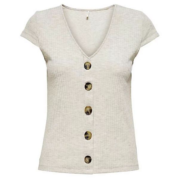 Only Nella Button Kurzärmeliges T-shirt XS Pumice Stone / Melange günstig online kaufen
