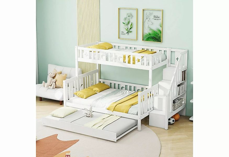 OKWISH Etagenbett mit Sicherheitstreppe, Rollbett und Lattenrost (Kinderbet günstig online kaufen