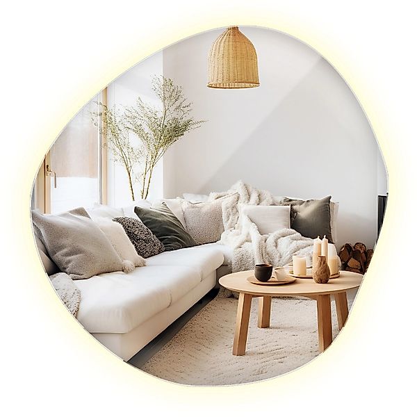 Tulup LED-Lichtspiegel 87 x 86 cm Asymmetrischer Spiegel Industrieller Wand günstig online kaufen