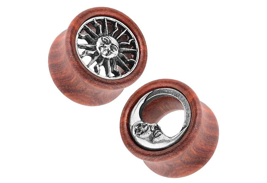 Taffstyle Plug Piercing Double Flared mit Sonne & Mond Inlay, Flesh Tunnel günstig online kaufen