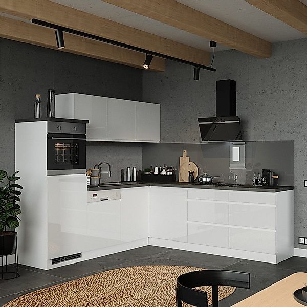 Lomadox Küchenzeile MARSEILLE-03, Winkelküche 240/240cm, Hochglanz günstig online kaufen