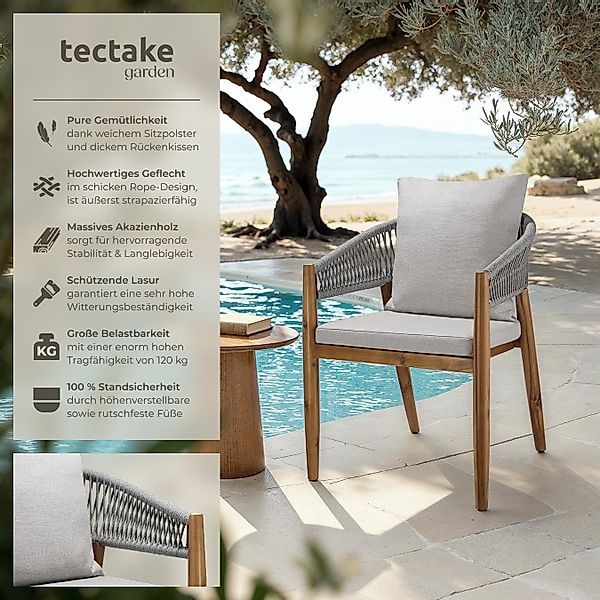tectake Gartenstuhl Manacor (Set, 2 St), günstig online kaufen