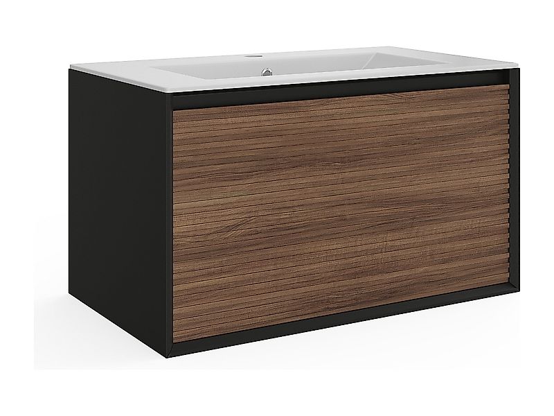 Waschbeckenunterschrank hängend mit Einbauwaschbecken - Streifenoptik - Hol günstig online kaufen