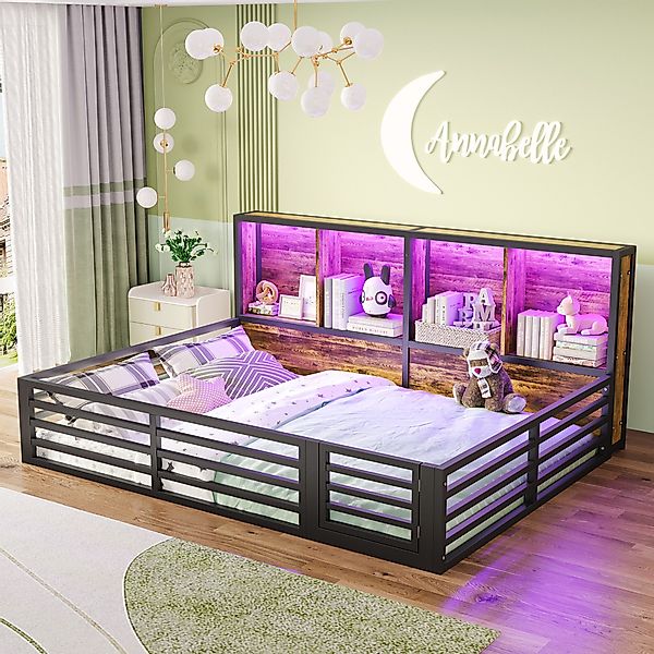 Odikalo Polsterbett Kinderbett Flachbett Staufach Brüstung günstig online kaufen