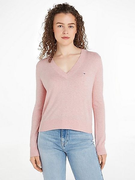 Tommy Jeans Strickpullover TJW ESSENTIAL VNECK SWEATER EXT mit Logostickere günstig online kaufen