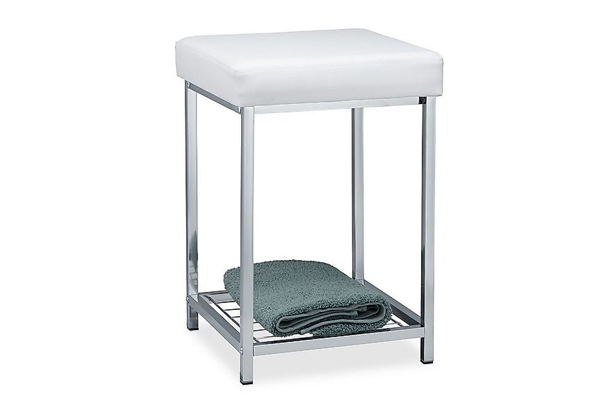 relaxdays Polsterhocker Gepolsterter Hocker mit Ablage Weiß, weiß günstig online kaufen