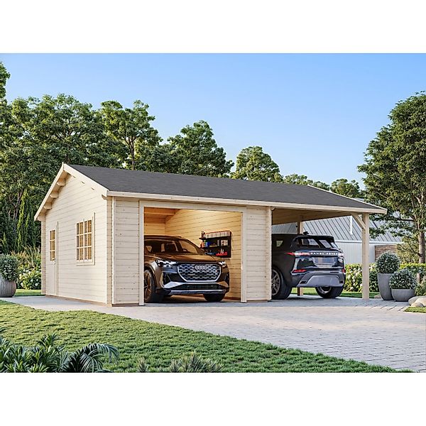 Palmako Garage Roger ohne Tor 653 x 550 cm Lackiert Weiß FSC® günstig online kaufen