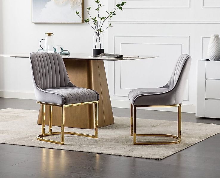 WAHSON OFFICE CHAIRS Esszimmerstuhl 2er Set Küchenstuhl mit goldene Stuhlbe günstig online kaufen