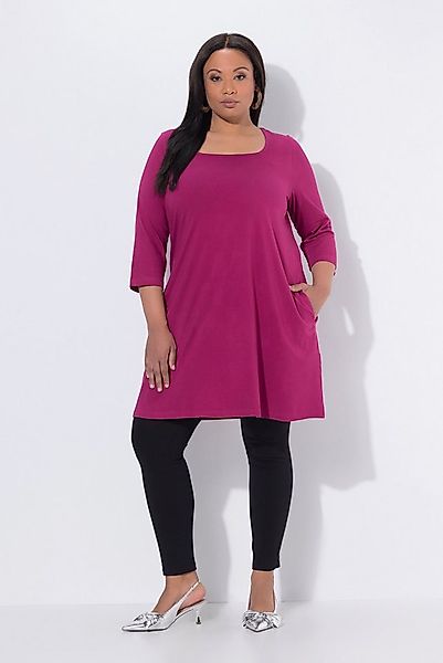 Ulla Popken Longshirt Longshirt A-Linie Carré-Ausschnitt 3/4-Arm günstig online kaufen