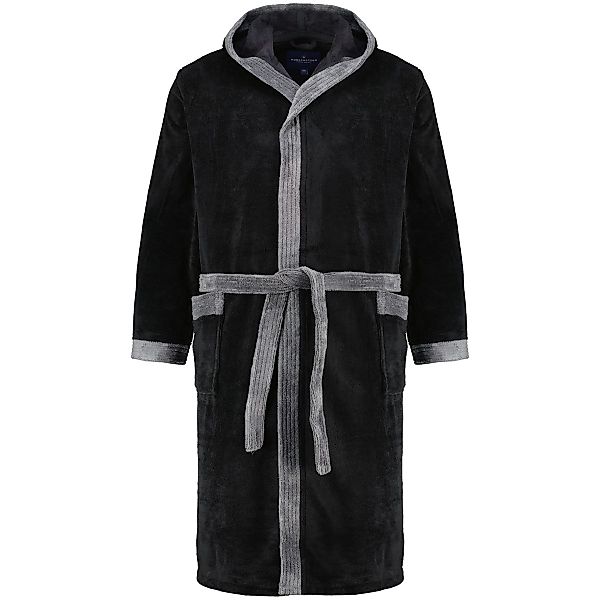 Morgenstern Bademantel aus Softvelours mit Kapuze Farbe schwarz Größe: 3XL günstig online kaufen