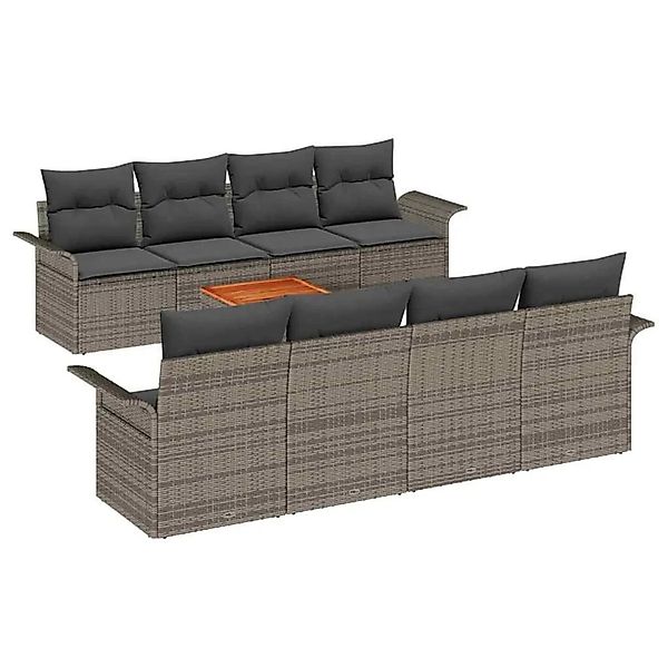 vidaXL Gartensofa-Set mit Speicher 9 Stk Grau Poly-Rattan 3355969 günstig online kaufen