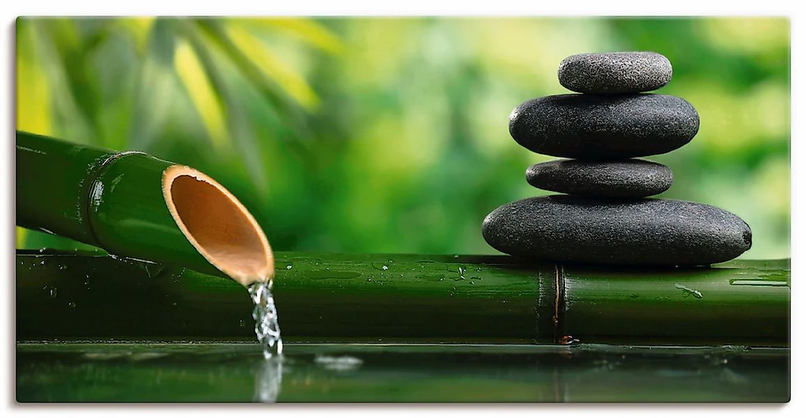 Artland Leinwandbild "Bambusbrunnen und Zen-Stein" Zen 1 Stk. tlg. als Alub günstig online kaufen
