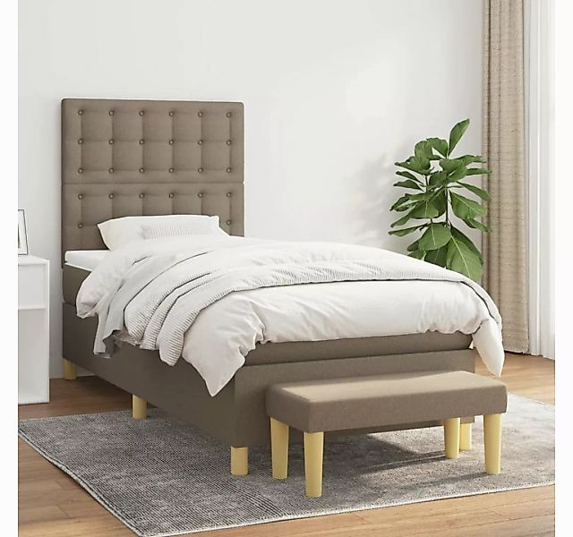 vidaXL Boxspringbett, Boxspringbett mit Matratze Taupe 100x200 cm Stoff günstig online kaufen