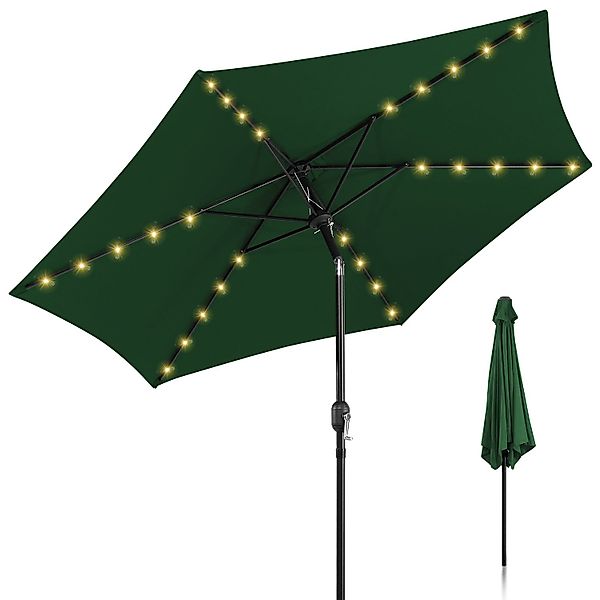 Clanmacy Sonnenschirm Ø270cm Gartenschirm LED Balkonschirm günstig online kaufen