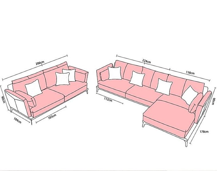 Xlmoebel Ecksofa Zeitgemäßes Ecksofa in L-Form mit Polsterung, Eck-Sitzbere günstig online kaufen