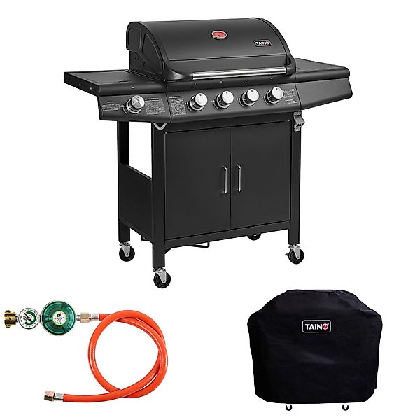 Taino Red 4+1 Gasgrill Set Mit Haube und Regler Grillwagen BBQ Edelstahl-Br günstig online kaufen