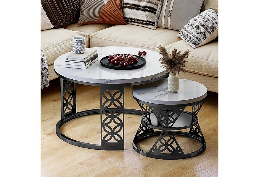 HAUSS SPOLE Couchtisch 2-teiliges Beistelltisch-Set aus MDF und stabilem Me günstig online kaufen