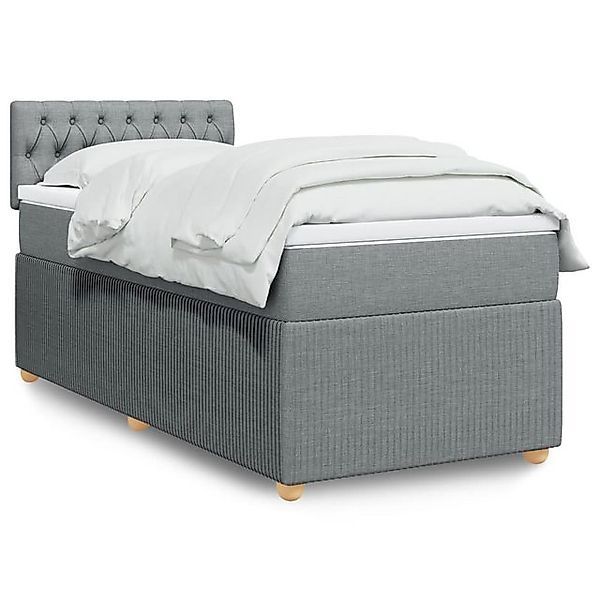 vidaXL Boxspringbett, Boxspringbett mit Matratze Hellgrau 90x200 cm Stoff günstig online kaufen