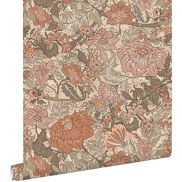 ESTAhome Tapete Blumenmuster Terrakotta 50 x 900 cm günstig online kaufen