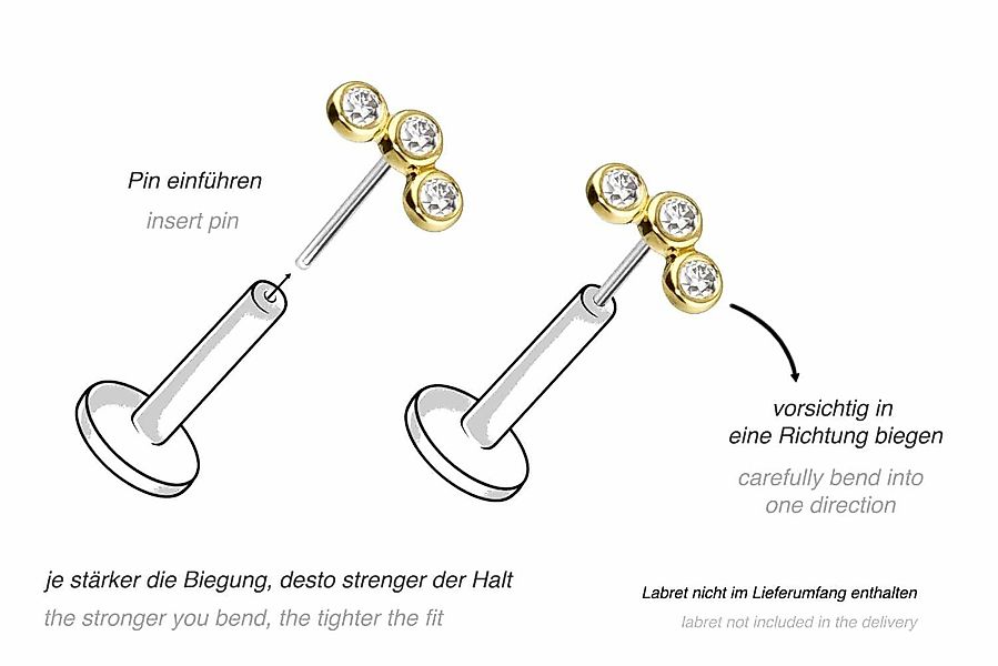 PIERCINGLINE Piercing-Set 14 Karat Gold Aufsatz günstig online kaufen