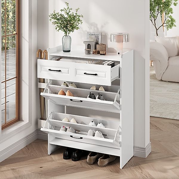 REDOM Schuhschrank Schuhkommode Weiß mit Klapptüren günstig online kaufen