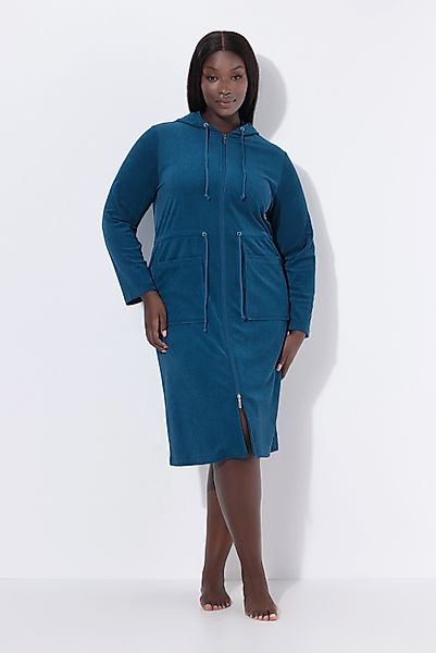 Ulla Popken Bademantel Bademantel 2-Wege-Zipper Kapuze günstig online kaufen