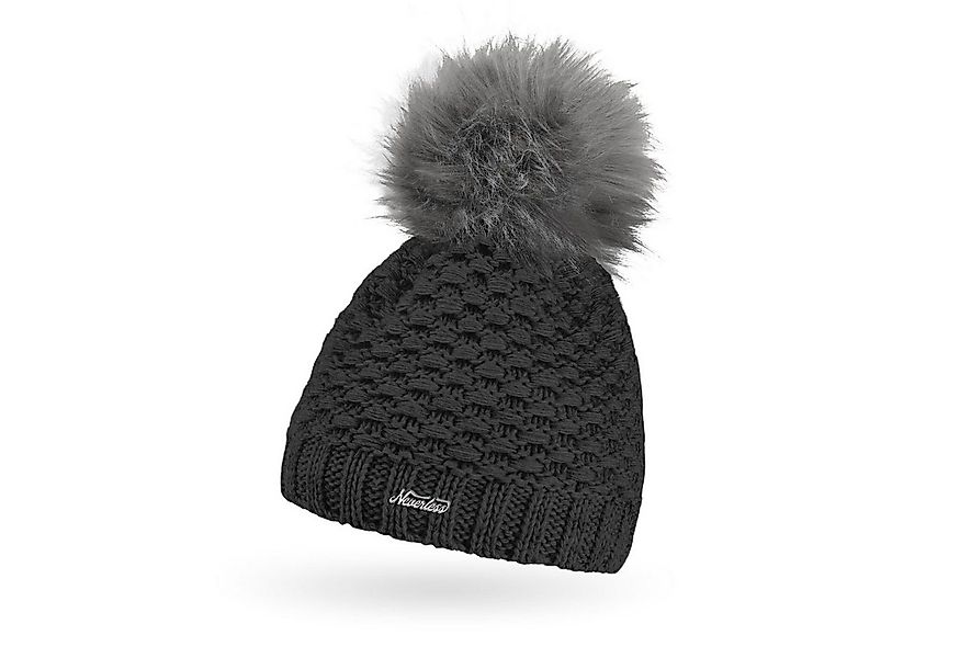 Neverless Bommelmütze Damen Winter-Mütze Strick Fleecefutter Kunstfell-Bomm günstig online kaufen