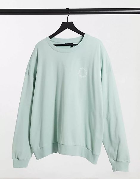 ASOS – Weekend Collective – Pastellgrünes Oversize-Sweatshirt mit kontrasti günstig online kaufen