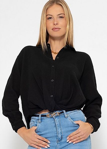 SASSYCLASSY Langarmbluse Oversize Musselin Bluse Damen kurz Langarm Elegant günstig online kaufen