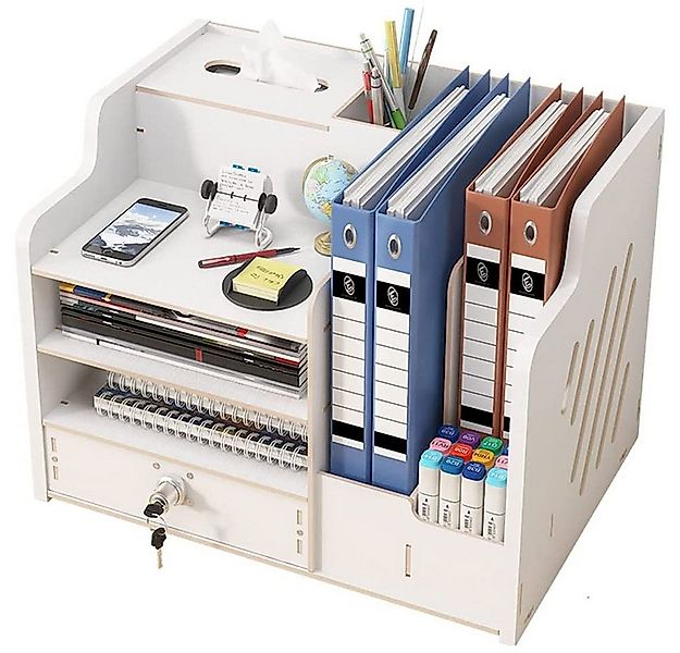 zggzerg Regal-Schreibtisch Große Schreibtisch Organizer aus Holz mit Schubl günstig online kaufen